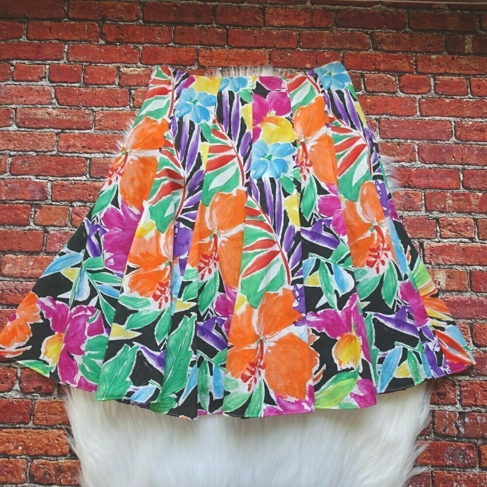 Lauren Ralph Lauren Floral Skirt Multicolor Flower Lined Cotton Colorful Size 2 - Picture 5 of 12